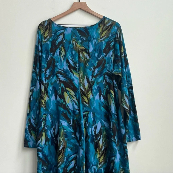 J. Jill Wearever Dress Long Sleeve Stretch Ruched Draped Feather Size 2X - Picture 11 of 13